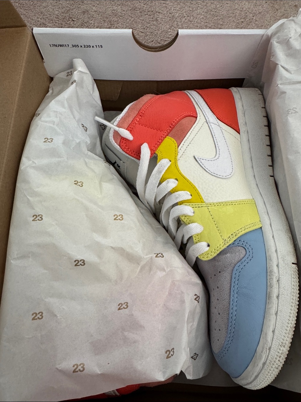 Womens “to my first coach “ Multi-Color High-Top Sneakers - White Swoosh size 9